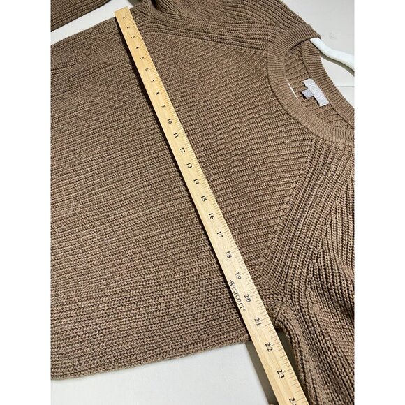 J.Crew Women's Brown Cotton fisherman Sweater Size Large Ribbed Knit Minimalist - Picture 4 of 14
